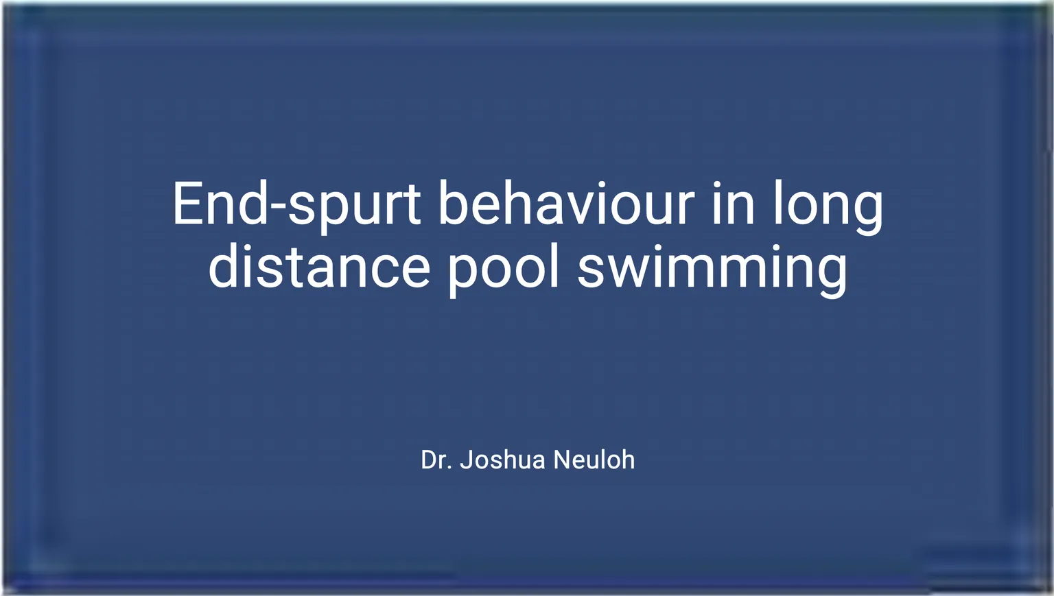 "Pacing und Rennstrategien" mit Dr. Joshua Neuloh